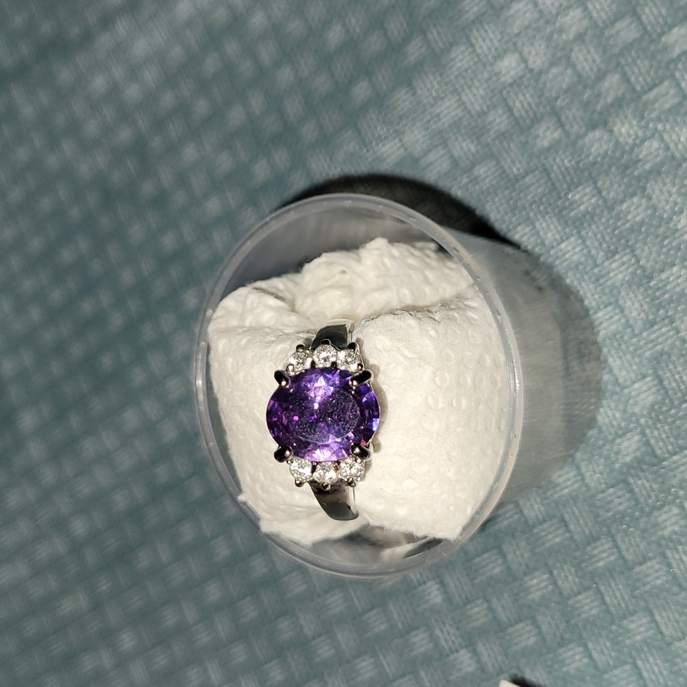 Size 7 sterling and purple stone ring